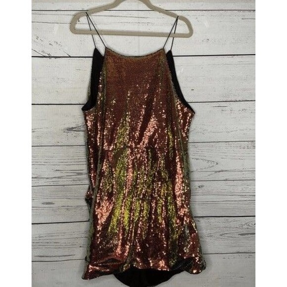 Club London Homecoming Sequinned Evening Cami Mini Dress Women Size 20 Gold - Picture 6 of 9
